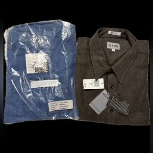2 Alfani Long Sleeve Shirts, XXL, NWT Gray/Brown &, Blue, soft! PRICE IS 4 BOTH